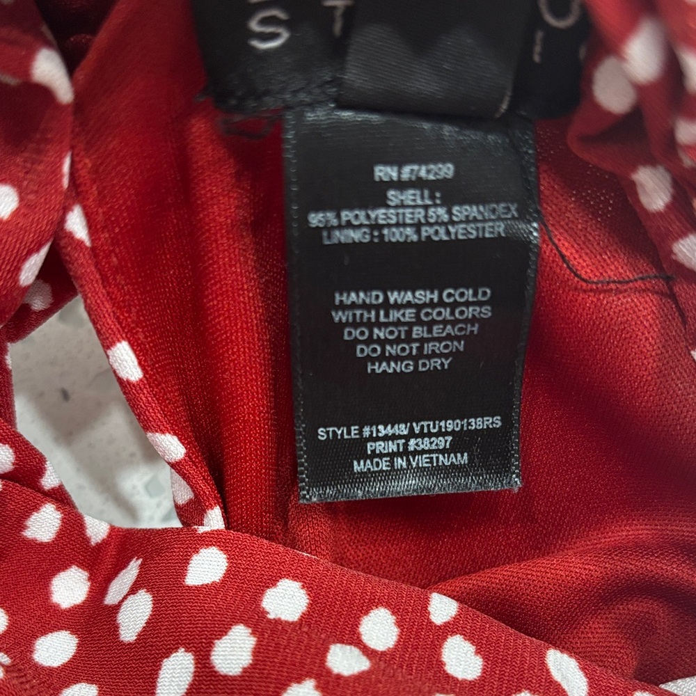 Enfocus Studio Red and White Polka Dot Halter Dress with Tie Front - Picture 7 of 7